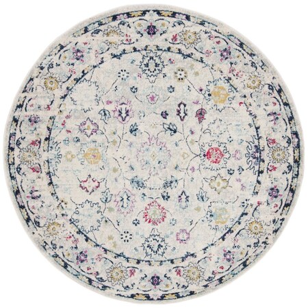Safavieh Madison 900 Power Loomed Round Area Rug; Light Grey & Fuchsia - 6 ft.-7 in. x 6 ft.-7 in. MAD923R-7R